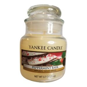 NEW! Christmas Yankee Jar Candle 3.7oz Peppermint Bark Holiday Lid One Wick
